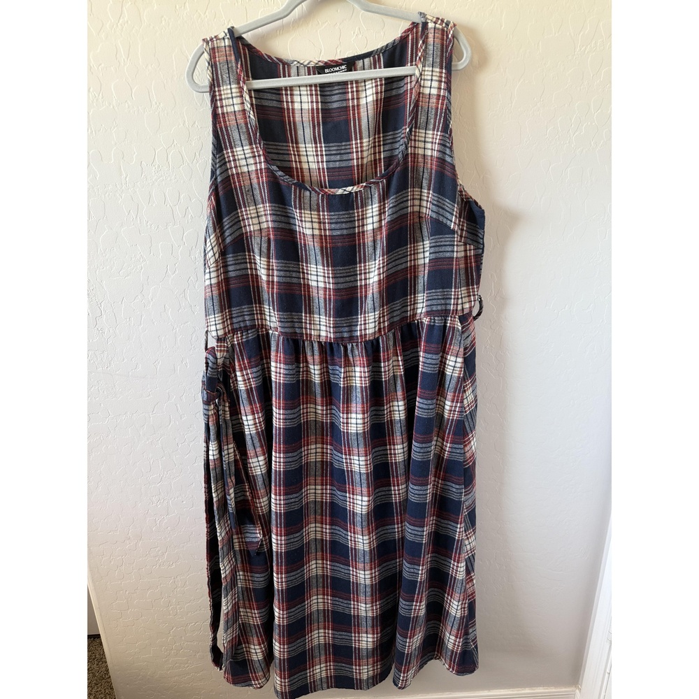 Bloomchic Dress Womens US 22‎ 24 Plaid Sleeveless Scoop Neck Casual Trendy